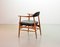 Scandinavian Hans Wegner Style Solid Teak & Black Leatherette Chair, 1960s, Image 5