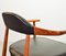 Silla estilo escandinavo estilo Hans Wegner de teca maciza y cuero sintético negro, años 60, Imagen 10