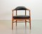 Scandinavian Hans Wegner Style Solid Teak & Black Leatherette Chair, 1960s 2