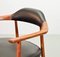 Scandinavian Hans Wegner Style Solid Teak & Black Leatherette Chair, 1960s 9