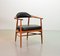Scandinavian Hans Wegner Style Solid Teak & Black Leatherette Chair, 1960s 3