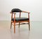 Scandinavian Hans Wegner Style Solid Teak & Black Leatherette Chair, 1960s, Image 3