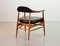 Scandinavian Hans Wegner Style Solid Teak & Black Leatherette Chair, 1960s 4