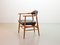 Scandinavian Hans Wegner Style Solid Teak & Black Leatherette Chair, 1960s 6