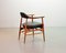 Scandinavian Hans Wegner Style Solid Teak & Black Leatherette Chair, 1960s 14