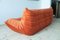 Orange Velvet Togo Living Room Set by Michel Ducaroy for Ligne Roset, 1970s, Set of 3 19