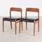 Model 75 Dining Chairs by Niels Otto Møller for J.L. Møllers, 1960s, Set of 2 1