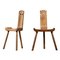 French Oak Tripod Chairs by Charlotte Perriand, Set of 2 1