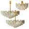 Brass and Glass Flush Mount Chandeliers by J.T. Kalmar, Set of 3 1