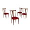 Beech & Velvet Chairs, 1950s, Set of 4 1