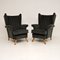 Mid-Century Black Velvet Armchairs, 1950s, Set of 2, Image 1