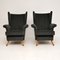 Mid-Century Black Velvet Armchairs, 1950s, Set of 2 2