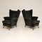 Mid-Century Black Velvet Armchairs, 1950s, Set of 2 3