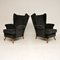 Mid-Century Black Velvet Armchairs, 1950s, Set of 2, Image 3