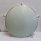 German Tubular Brass 3-Light Ceiling Lamp with Green & Cream Vinyl Dome from Erco, 1950s, Image 1