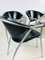 Vintage Italian Black & Gray Leather Dining Chairs from Calligaris, Set of 4 2