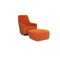 Orange Fabric Armchair and Stool by Minotti Portofino, Set of 2 1
