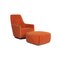 Portofino Leather Armchair from Minotti with Orange Stool, Set of 2 1