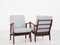Mid-Century Danish Easy Chairs in Solid Teak and Fabric, 1960s, Set of 2 3
