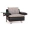 Tayo Black Leather Armchair with Glass Shelf, Image 1