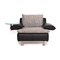 Tayo Black Leather Armchair with Glass Shelf 6