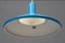 Vintage Azure Blue Class Pendulum Ceiling Lamp from Louis Poulsen, 1970s 3