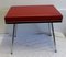 Chromed Steel & Red Vinyl Folding Stool with Storage, 1970s 1