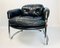 Club chair in pelle nera, anni '60, set di 2, Immagine 3