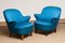 Petrol Fabric Club Lounge Chairs in the Style of Kurt Olsen, 1950s, Set of 2 3