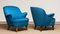 Petrol Fabric Club Lounge Chairs in the Style of Kurt Olsen, 1950s, Set of 2 10
