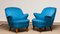 Petrol Fabric Club Lounge Chairs in the Style of Kurt Olsen, 1950s, Set of 2 2