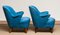 Petrol Fabric Club Lounge Chairs in the Style of Kurt Olsen, 1950s, Set of 2 12