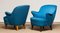 Petrol Fabric Club Lounge Chairs in the Style of Kurt Olsen, 1950s, Set of 2, Image 7