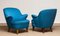 Petrol Fabric Club Lounge Chairs in the Style of Kurt Olsen, 1950s, Set of 2 9