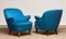 Petrol Fabric Club Lounge Chairs in the Style of Kurt Olsen, 1950s, Set of 2, Image 9