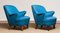 Petrol Fabric Club Lounge Chairs in the Style of Kurt Olsen, 1950s, Set of 2 11