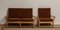 Oak and Brown Velvet Sofa and Chair Lounge Set, Denmark, 1950s 6