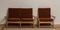 Oak and Brown Velvet Sofa and Chair Lounge Set, Denmark, 1950s, Image 6