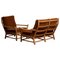 Oak and Brown Velvet Sofa and Chair Lounge Set, Denmark, 1950s 5