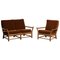 Oak and Brown Velvet Sofa and Chair Lounge Set, Denmark, 1950s 1
