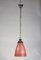 Italian Striped Coral Red Glass Ceiling Lamp, 1970s, Image 5