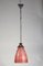 Italian Striped Coral Red Glass Ceiling Lamp, 1970s, Image 4