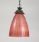 Italian Striped Coral Red Glass Ceiling Lamp, 1970s 6