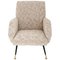 Fauteuil Mid-Century en Velours Gris & Laiton dans le Style de Marco Zanuso, Italie, 1950 1