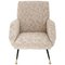 Mid-Century Grey Velvet & Brass Armchair in the Style of Marco Zanuso, Italy, 1950, Image 1