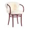 Chaise Viennoise Rouge avec Fourrure Blanche de Thonet 1