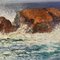 Marine Painting, Waves and Rock Painting, 20th-Century, Image 3