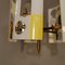 Mid-Century Yellow and White Curved Glass and Brass Ceiling Lamp 8