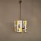 Mid-Century Yellow and White Curved Glass and Brass Ceiling Lamp 10