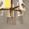Mid-Century Yellow and White Curved Glass and Brass Ceiling Lamp 2